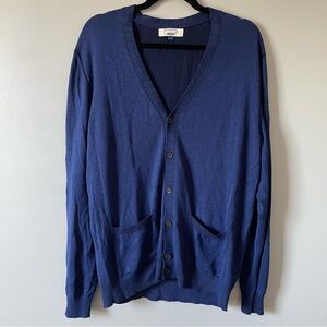 ANDEAN dark blue cardigan cotton bamboo blend made in peru grandpacore sz L